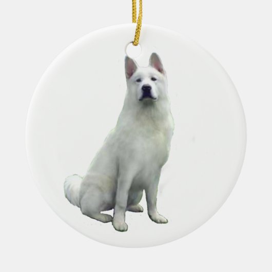 Akita - Wit Keramisch Ornament (Voorkant)
