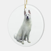 Akita - Wit Keramisch Ornament (Links)