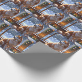 Akita With Christmas Lights Holiday Cadeaupapier (Hoek)