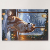 Akita With Christmas Lights Holiday Legpuzzel (Horizontaal)