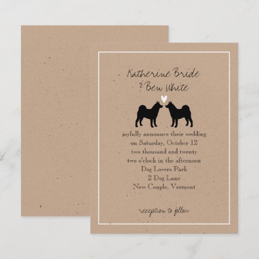 Akitas bruiloft uitnodiging (Voorkant / Achterkant)