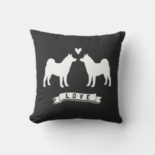 Akita's Liefde - Honden Silhouetten met Hart Kussen
