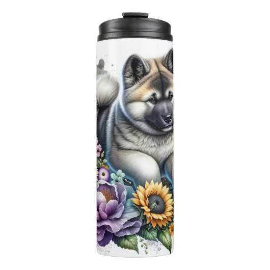 Akita's zachte bloemenaanwezigheid thermosbeker (Voorkant)
