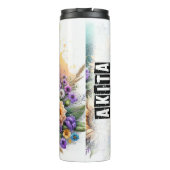 Akita's zachte bloemenaanwezigheid thermosbeker (Achterkant)