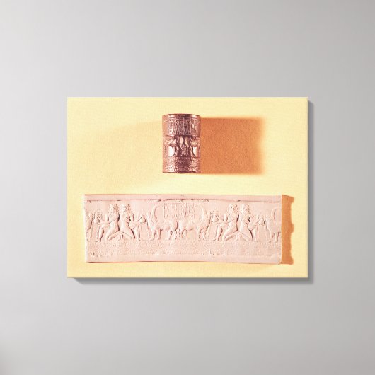 Akkadische cilinderverzegeling en indruk canvas afdruk (Voorkant)
