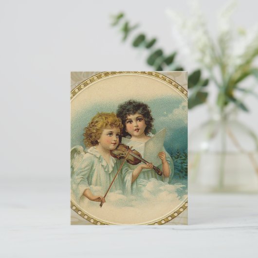 Akkoord - Twee kleine muziekAngels Briefkaart (Staand voorkant)