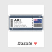 AKL Auckland Boarding Pass - New Zealand Ticket Sticker (Vel)