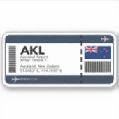AKL Auckland Boarding Pass - New Zealand Ticket Sticker (Voorkant)