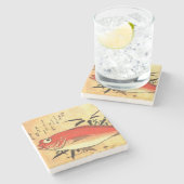 Akodai - Hiroshige's kleurrijke Japanse visafdrukk Stenen Onderzetter (Zijkant)