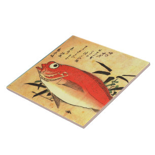 Akodai - Hiroshige's kleurrijke Japanse visafdrukk Tegeltje