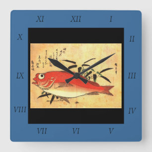 Akodai - Hiroshige's kleurrijke Japanse visafdrukk Vierkante Klok