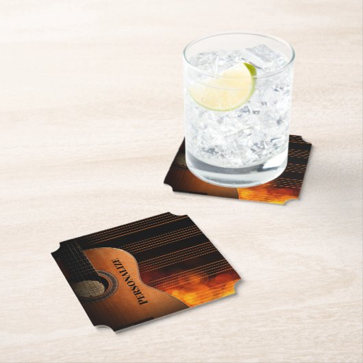 Akoestisch gitaarontwerp personaliseren kartonnen onderzetters (Insitu)