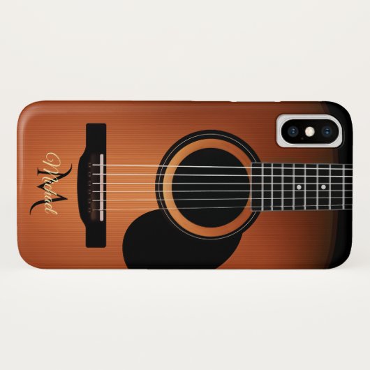Akoestisch Guitar Monogram iPhone X Hoesje (Achterkant (horizontaal))