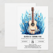 Akoestische afdrukbare gitaar jongen verjaardag kaart (Voorkant / Achterkant)