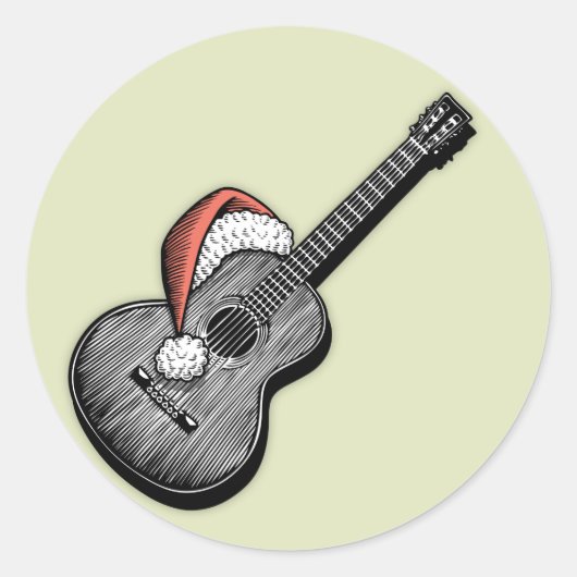 Akoestische Claus Ronde Sticker (Voorkant)