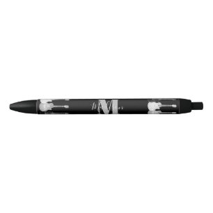 Akoestische elektrische gitaar monochromatische mo zwarte inkt pen