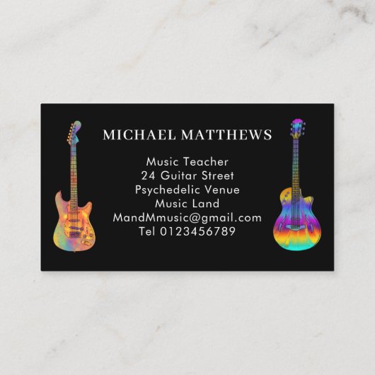 Akoestische elektrische gitaarmuziekleraar Monogra Visitekaartje (Achterkant)