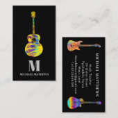 Akoestische elektrische gitaarmuziekleraar Monogra Visitekaartje (Voorkant / Achterkant)