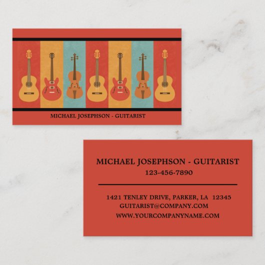 Akoestische, elektrische gitaren en Violas Visitekaartje (Voorkant / Achterkant)