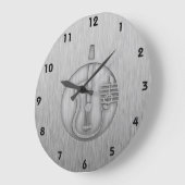 akoestische gitaar; blik van geborsteld metaal grote klok (Hoek)