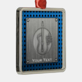 akoestische gitaar; blik van geborsteld metaal metalen ornament (Rechts)