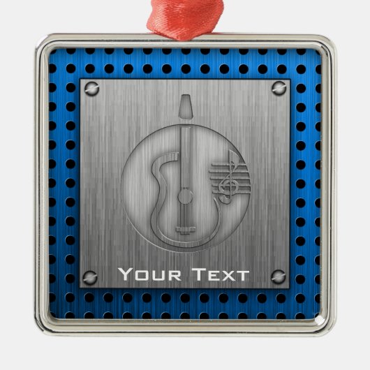 akoestische gitaar; blik van geborsteld metaal metalen ornament (Voorkant)