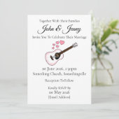 Akoestische gitaar bruiloft uitnodiging muzikanten (Staand voorkant)