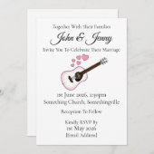 Akoestische gitaar bruiloft uitnodiging muzikanten (Voorkant / Achterkant)