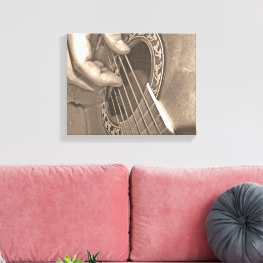 Akoestische gitaar canvas afdruk (Insitu (Woonkamer))