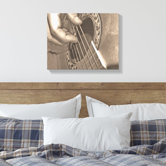 Akoestische gitaar canvas afdruk (Insitu (Slaapkamer))