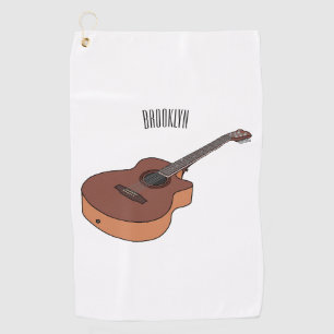 Akoestische gitaar cartoonillustratie golfhanddoek