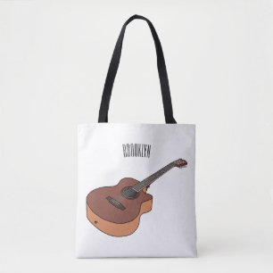 Akoestische gitaar cartoonillustratie tote bag