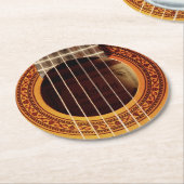 Akoestische gitaar detail ronde kartonnen onderzetter (Gebogen)