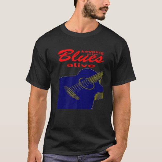 Akoestische gitaar die de blauwdruk levend houdt t-shirt (Voorkant)