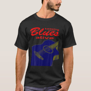 Akoestische gitaar die de blauwdruk levend houdt t-shirt