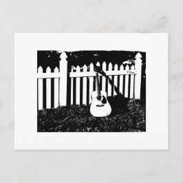 Akoestische gitaar en Fence Post Card Briefkaart