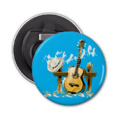 Akoestische gitaar en pet button flesopener (Voorkant)