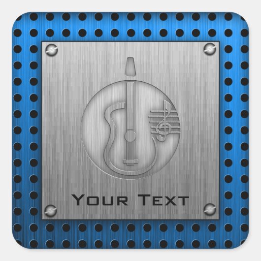 Akoestische gitaar; Geborsteld metaal-look Vierkante Sticker (Voorkant)