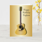 Akoestische gitaar gepersonaliseerde neef verjaard kaart (Gele Bloem)