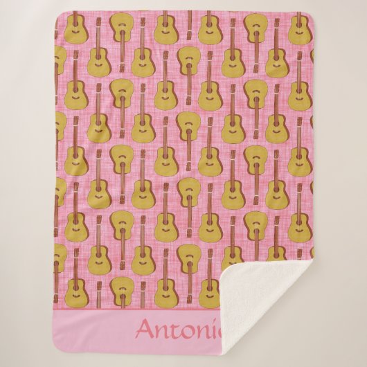 Akoestische Gitaar Gepersonaliseerde Sherpa Deken (Voorkant)