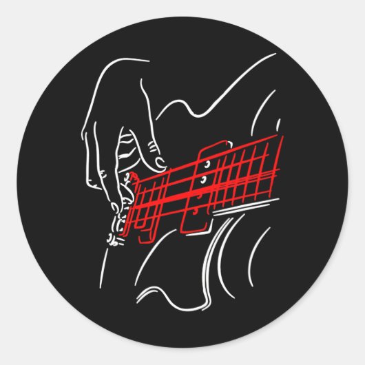Akoestische gitaar gitaar bas speler muzikant ronde sticker (Voorkant)