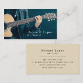 Akoestische gitaar, gitarist, professioneel muzika visitekaartje (Voorkant / Achterkant)