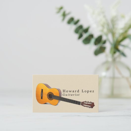 Akoestische gitaar, gitarist, professioneel muzika visitekaartje (Staand voorkant)