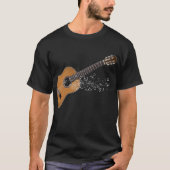  akoestische gitaar grafische muzieknoten t-shirt (Voorkant)