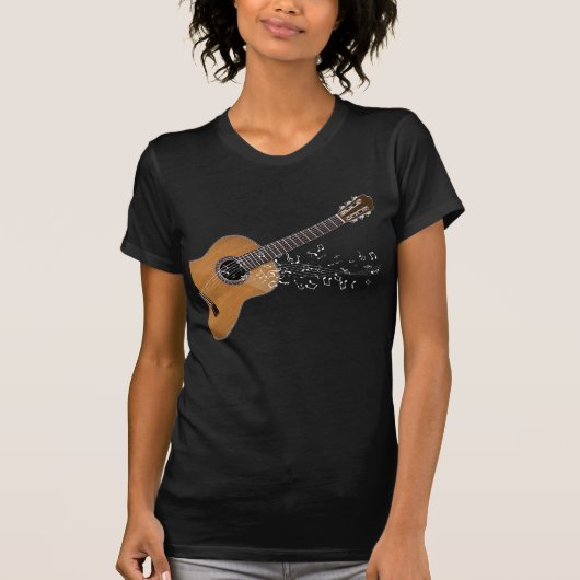  akoestische gitaar grafische muzieknoten t-shirt (Voorkant)