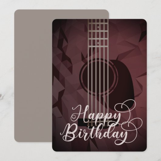 Akoestische gitaar Happy Birthday Flat Kaart (Voorkant / Achterkant)