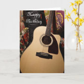 Akoestische gitaar Happy Birthday Kaart (Gele Bloem)