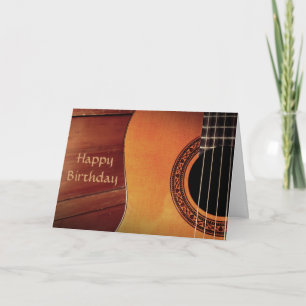 Akoestische Gitaar houten muziek Happy Birthday Kaart