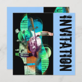 akoestische gitaar jazz jam-uitnodiging kaart (Voorkant / Achterkant)