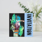 akoestische gitaar jazz jam-uitnodiging kaart (Staand voorkant)